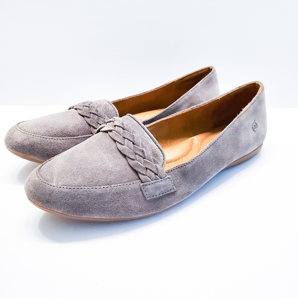 Born Mirror Loafer Gray Suede Leather Flat 9.5